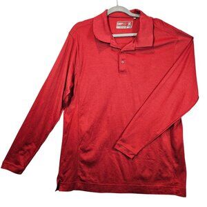 Cutter & Buck Red Long Sleeve Polo Shirt Mens XL Red CBDriTec Casual Office